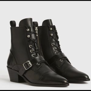 ALL-SAINTS  Kathy Ankle Calf leather black size 38/ 8